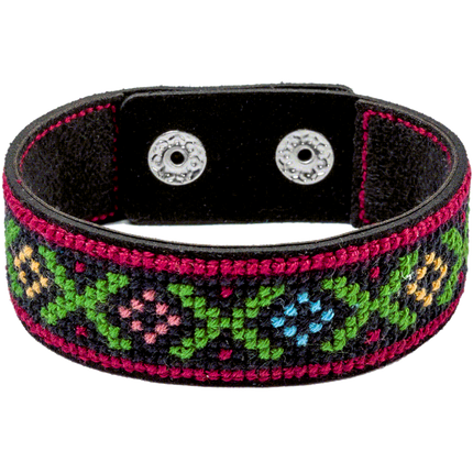Cross-stitch kits on leather "Ethnic ornament" DIY Bracelet embroidery kit