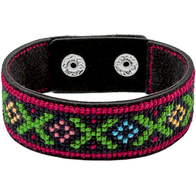 Cross-stitch kits on leather "Ethnic ornament" DIY Bracelet embroidery kit