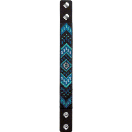 Cross-stitch kits on leather "Ethnic ornament" DIY Bracelet embroidery kit