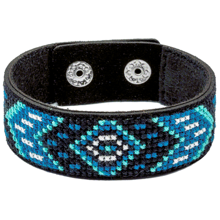 Cross-stitch kits on leather "Ethnic ornament" DIY Bracelet embroidery kit