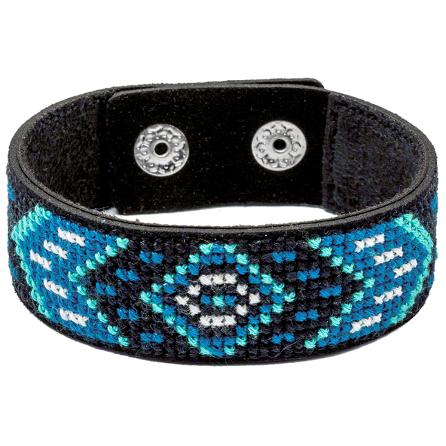 Cross-stitch kits on leather "Ethnic ornament" DIY Bracelet embroidery kit
