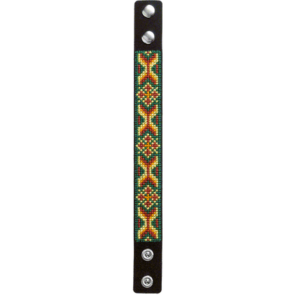 Cross-stitch kits on leather "Ethnic ornament" DIY Bracelet embroidery kit