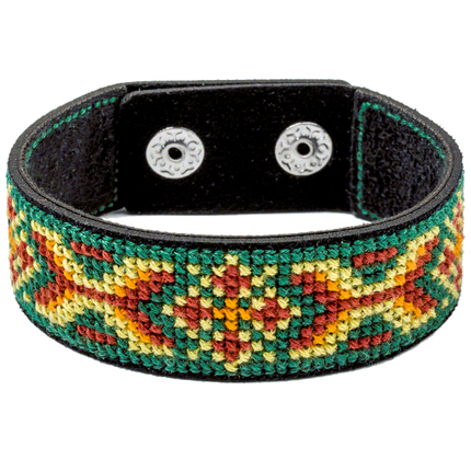 Cross-stitch kits on leather "Ethnic ornament" DIY Bracelet embroidery kit