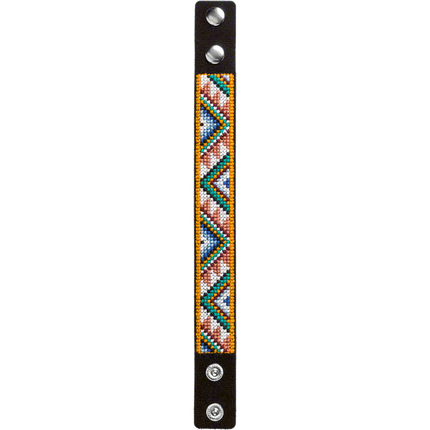 Cross-stitch kits on leather "Ethnic ornament" DIY Bracelet embroidery kit