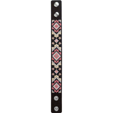 Cross-stitch kits on leather "Ethnic ornament" DIY Bracelet embroidery kit