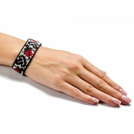 Cross-stitch kits on leather "Ethnic ornament" DIY Bracelet embroidery kit