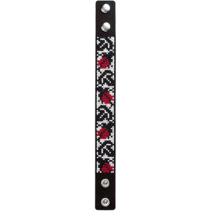 Cross-stitch kits on leather "Ethnic ornament" DIY Bracelet embroidery kit