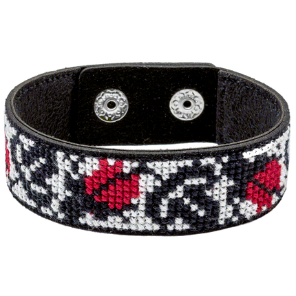 Cross-stitch kits on leather "Ethnic ornament" DIY Bracelet embroidery kit