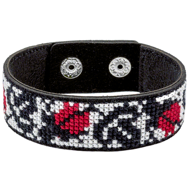 Cross-stitch kits on leather "Ethnic ornament" DIY Bracelet embroidery kit