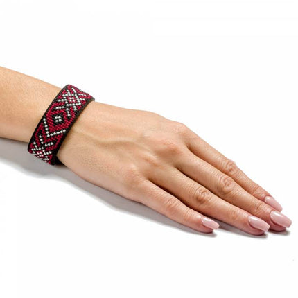 Cross-stitch kits on leather "Ethnic ornament" DIY Bracelet embroidery kit