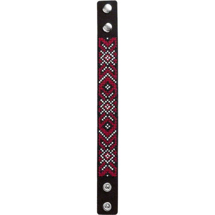 Cross-stitch kits on leather "Ethnic ornament" DIY Bracelet embroidery kit