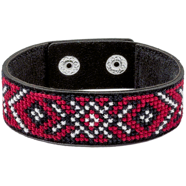 Cross-stitch kits on leather "Ethnic ornament" DIY Bracelet embroidery kit