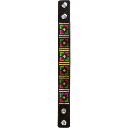 Cross-stitch kits on leather "Ethnic ornament" DIY Bracelet embroidery kit