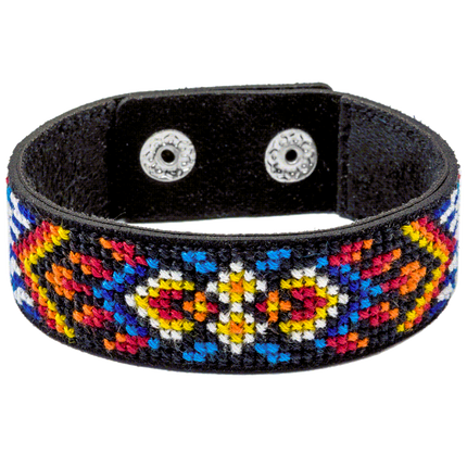Cross-stitch kits on leather "Ethnic ornament" DIY Bracelet embroidery kit
