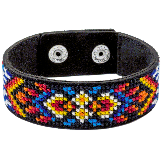 Cross-stitch kits on leather "Ethnic ornament" DIY Bracelet embroidery kit