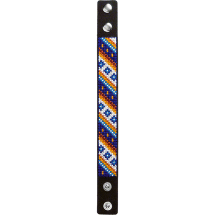 Cross-stitch kits on leather "Ethnic ornament" DIY Bracelet embroidery kit