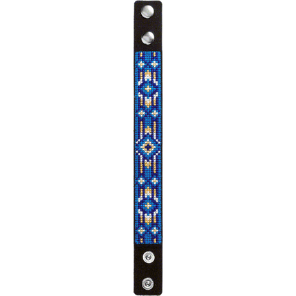 Cross-stitch kits on leather "Ethnic ornament" DIY Bracelet embroidery kit