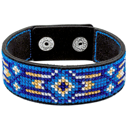 Cross-stitch kits on leather "Ethnic ornament" DIY Bracelet embroidery kit