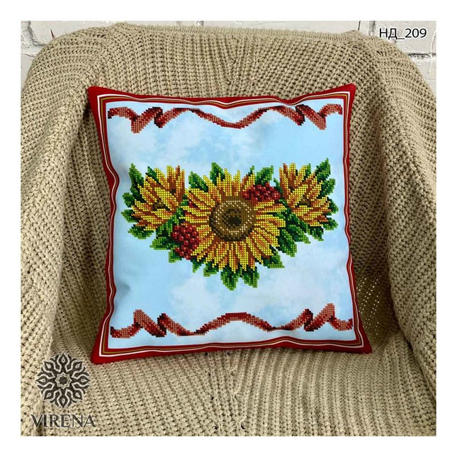 DIY Bead embroidery cushion cover kit "Sunflowers"