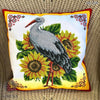 DIY Bead embroidery cushion cover kit "Stork and sunflowers"