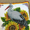 DIY Bead embroidery cushion cover kit "Stork and sunflowers"