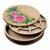 DIY Bead embroidery kit "Flowers" for creating bead organizer tray with a wooden lid.