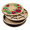 DIY Bead embroidery kit "Poppies" for creating bead organizer tray with a wooden lid.