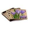 DIY Bead embroidery kit "Crocuses" for creating bead organizer tray with a wooden lid.