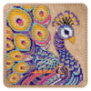 DIY Bead embroidery kit "Peacock" for creating bead organizer tray with a wooden lid.