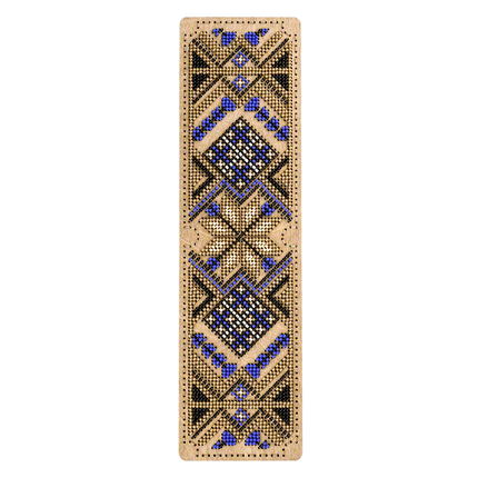 DIY Bead embroidery kit "Ornament" for creating bead organizer tray with a wooden lid.