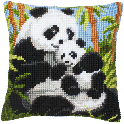 DIY Cross stitch cushion kit "Panda family"