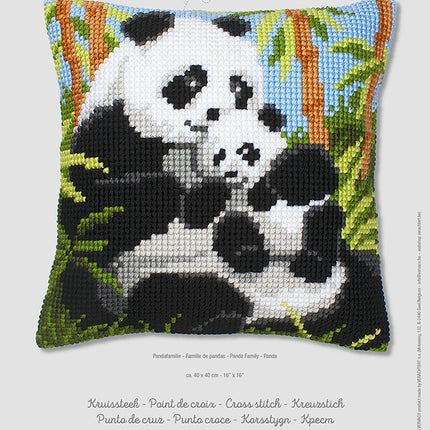 DIY Cross stitch cushion kit "Panda family"