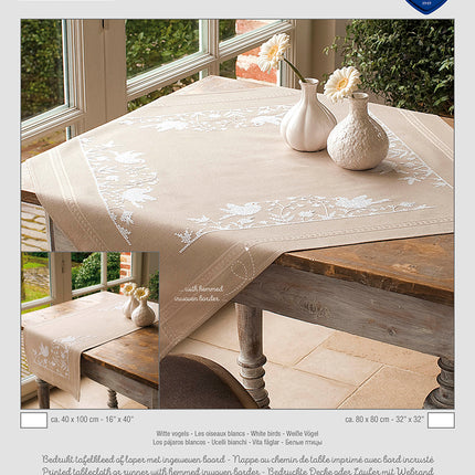 DIY Printed Tablecloth kit "White birds"