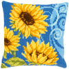 DIY Cross stitch cushion kit "Sunflowers on blue"