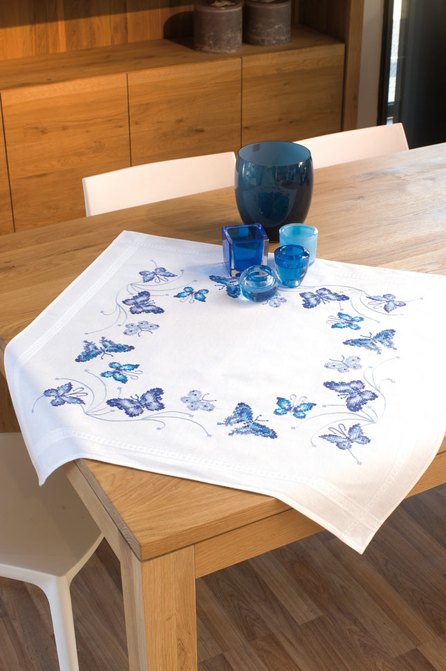 DIY Printed Tablecloth kit "Blue butterflies"