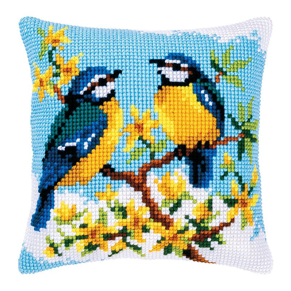 DIY Cross stitch cushion kit "Blue tits"