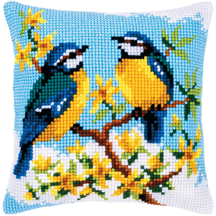 DIY Cross stitch cushion kit "Blue tits"
