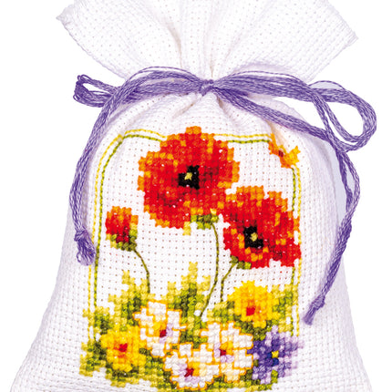 DIY Counted Cross Stitch Kit "Bag kit Summer flowers set of 3"