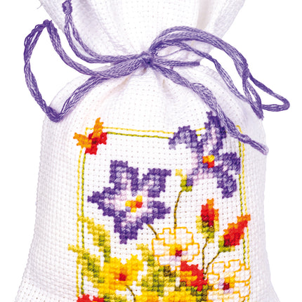 DIY Counted Cross Stitch Kit "Bag kit Summer flowers set of 3"
