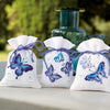 DIY Counted Cross Stitch Kit "Bag kit Blue butterflies set of 3"