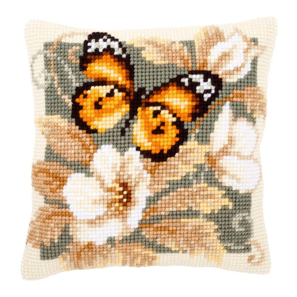 DIY Cross stitch cushion kit "Black & orange butterfly"