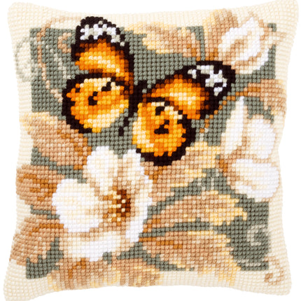DIY Cross stitch cushion kit "Black & orange butterfly"