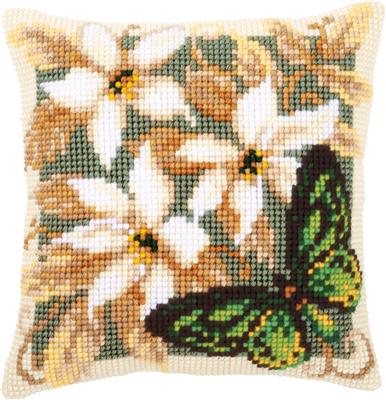 DIY Cross stitch cushion kit "Green Butterfly"