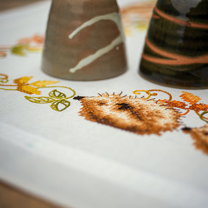 DIY Printed Tablecloth kit "Hedgehogs and autumn leaves"