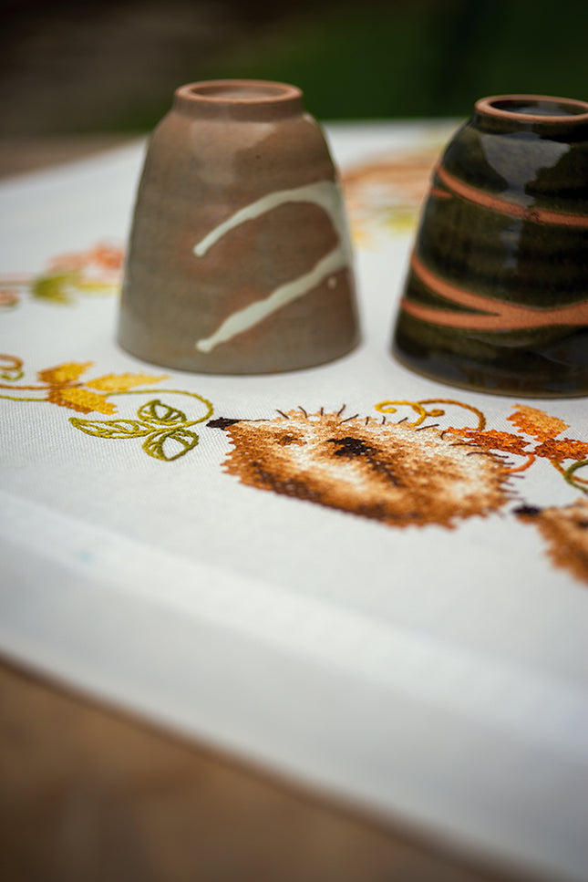 DIY Printed Tablecloth kit "Hedgehogs and autumn leaves"