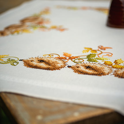 DIY Printed Tablecloth kit "Hedgehogs and autumn leaves"