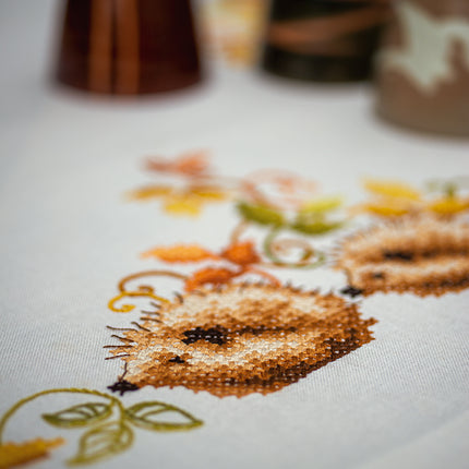 DIY Printed Tablecloth kit "Hedgehogs and autumn leaves"