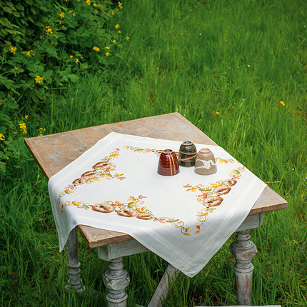 DIY Printed Tablecloth kit "Hedgehogs and autumn leaves"