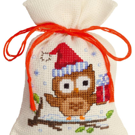 DIY Counted Cross Stitch Kit "Bags "Owlet with a gift""