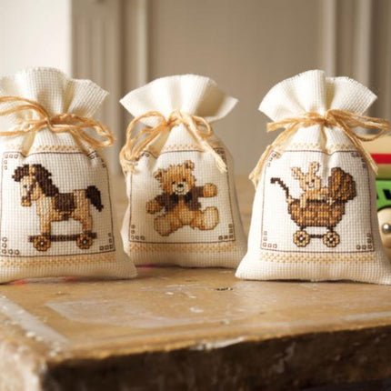 DIY Counted Cross Stitch Kit "Bag kit Toys set of 3"